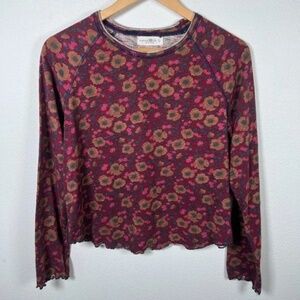 NATURAL LIFE WOMEN'S COTTON FLORAL TOP SMALL-TAG SIZE L-FITS SMALL-SEE BELOW